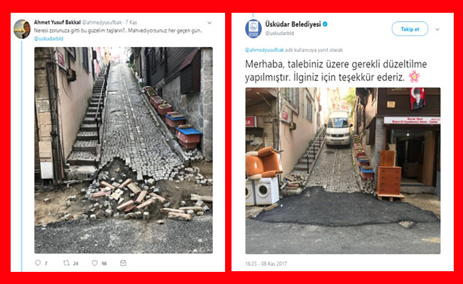 Üsküdar Belediyesi’nin yol düzenlemesi sosyal medyada tepki çekti