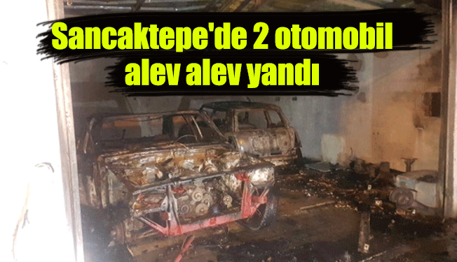 Sancaktepe'de 2 otomobil alev alev yandı