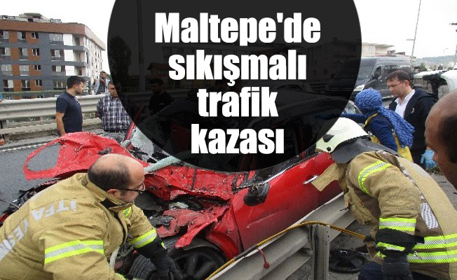 Maltepe'de sıkışmalı trafik kazası